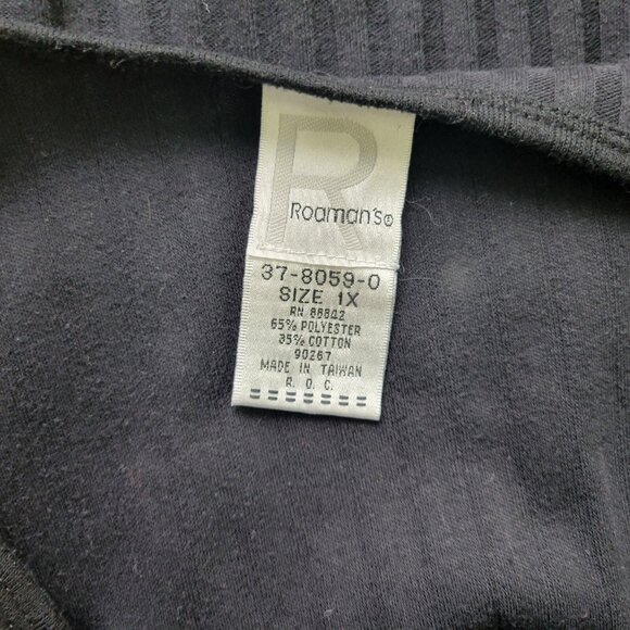 Roamans Womens Top 1X Plus Short Sleeve Black Knit Poly Blend BLA9E - Picture 7 of 7